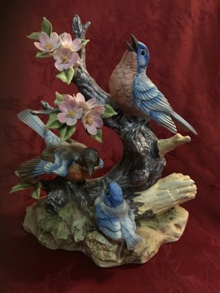 Ethan Allen Bluebird Family Figurine Porcelain Bird Numbered
