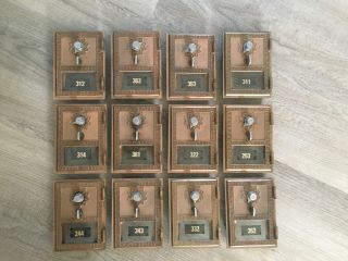 12 Vintage Bronze 3.  5 X 5 Combination Post Office Lock Box Doors