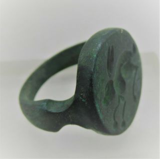 European Finds Ancient Roman Bronze Seal Ring Depicting Hare