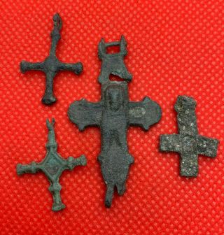 Set Ancient Bronze Crosses Encolpion Kievan Rus 10 - 12 Century