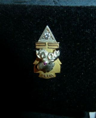 Loyal Order Of Moose 25 Club Pin 10k Gold W/diamond In Leather Case 100 Div.