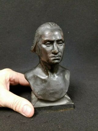 Antique Or Vintage George Washington Cast Iron Bust Statue Figure Bookend