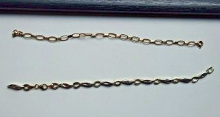 Two Vintage 9ct Gold (one White Gold) Bracelets 7g Both 7 1/2 " Long One Broken