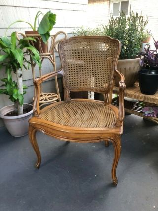 Dark Brown Antique Cane Webbing Arm Chair,
