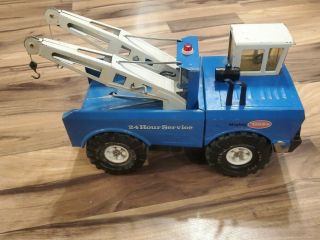 Vintage Mighty Tonka Double Boom Wrecker Blue - Complete -