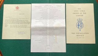 Antique Queen Elizabeth Ii Windsor Castle Garter Lunch Seating Plan Letter Order