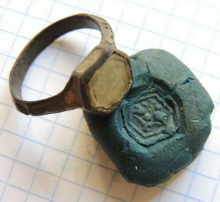 Ancient Bronze Ring Seal Of The Middle Ages