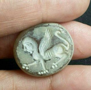 Ancient Carnelian Intaglio Flying Sphinx Egyptian Statue Amulet Signet Stamp