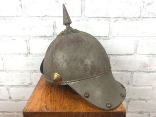 Antique Odd Fellows Fraternal Lodge Metal Pickelhaube Spiked Helmet