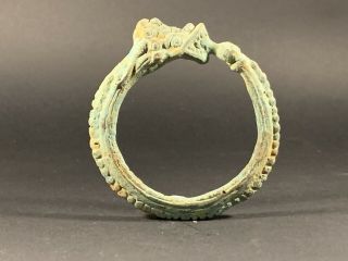Detailed Ancient Viking Norse Bronze Bracelet Depicting Serpent Circa 700ad