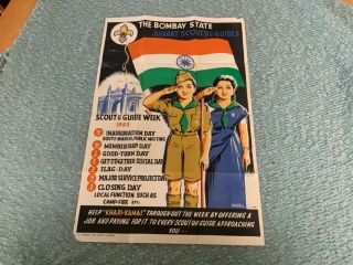 Rare Bharat Scouts And Guides (india) 1953 Scout Week Poster Boy Scouts