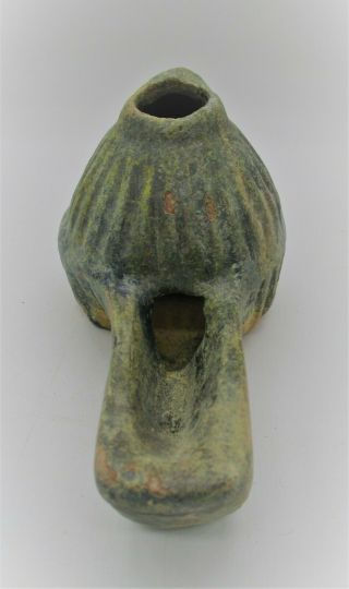 Circa 1200 - 1300ad Ancient Islamic Seljuk Era Glazed Terracotta Oil Lamp