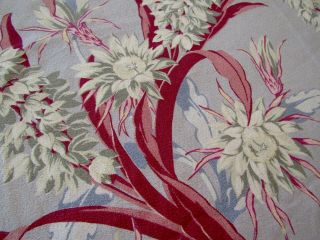 Vintage Tropical Barkcloth Drape Panel Floral Nubby Cotton Fabric
