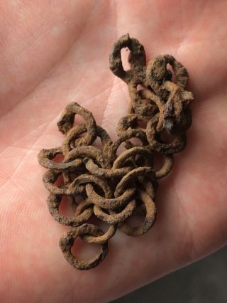 Viking Iron Chain Mail Section From Helmet 11th C Armour