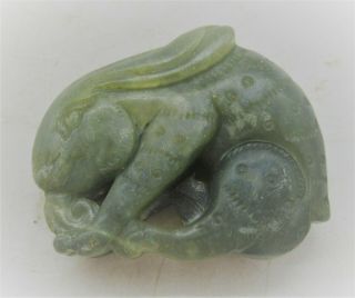 Old Antique Chinese Tang Dynasty Jade Carved Stone Hare Statue