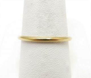 English Vintage 18k Yellow Gold 1.  5mm Wide Plain Wedding Stack Band Size 7.  75