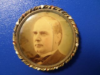 Rare Fancy Antique William Mckinley Democrat Presidential Campaign Button W/ Pin