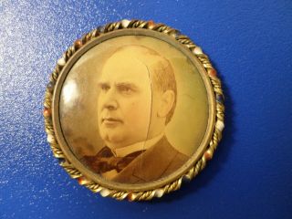 Rare Fancy Antique William McKinley Democrat Presidential Campaign Button w/ Pin 2