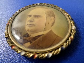 Rare Fancy Antique William McKinley Democrat Presidential Campaign Button w/ Pin 3