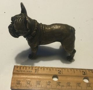 Vintage Bronze French Bulldog Figurine Detailed Solid Male Dog 2.  5”