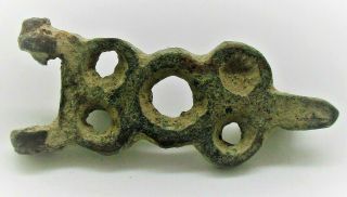 Ancient Viking Bronze Serpent Head Buckle - Very Rare 900ad