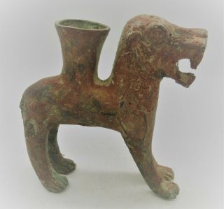 Ancient Near Eastern Bronze Rhyton Vessel In The Form Of A Beast