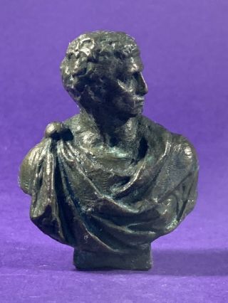 Ancient Roman Solid Bronze Bust Of Emperor / God - Stunning Detail Circa 0 - 400ad