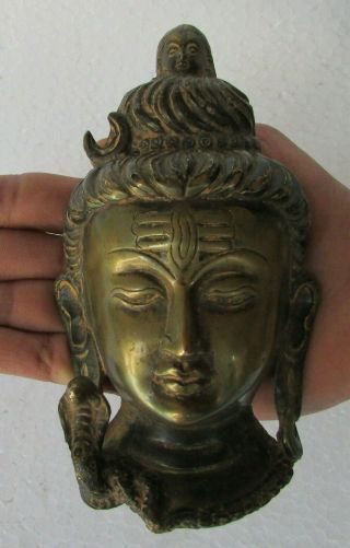 Vintage Old Hand Carved Brass God Lord Shiva Statue Sculpture