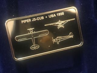 1938 Piper J3 - Cub Franklin Jane’s World’s Greatest Aircraft Gold Bronze Bar