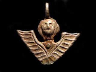 Extremely Rare Post Byzantine Silver Religious Angel Amulet,  As Found,