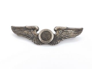 Vintage Ww Ii Sterling Silver Usaf Observer Badge Wings Pin,  Air Force,  24.  1g