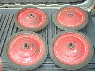 Set Of 4 Vintage Soap Box Derby 10 " Wheels&tires Red Soapbox Racing Car