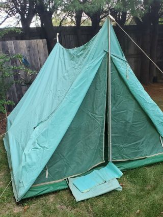Vintage Boy Scouts Voyageur Tent 1414 - 222 Poles,  Bag,  Patch Kit,  Stakes