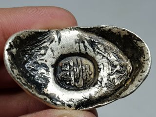 Extremely Rare Ancient Chinese Sycee Silver Ingot Boat Money Trade 82 Gr 48 Mm