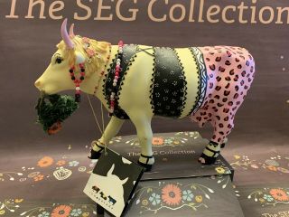 Cow Parade " Haute Cowture " Large Resin Cow Figure 7552 10 " 2002 W/tag Rare