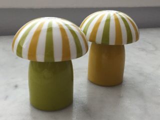 Jonathan Adler Ceramic Mushroom Salt And Pepper — Gold And Avocado Green