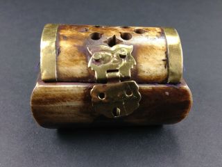 Antique Carved " Ring " Trinket Box W/brass Hardware