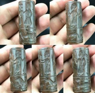 Sassanian Old Rare Jasper Stone Cylinder Seal Bead Intaglio