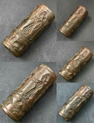 Sassanian Old Rare Jasper Stone Cylinder Seal Bead intaglio 3