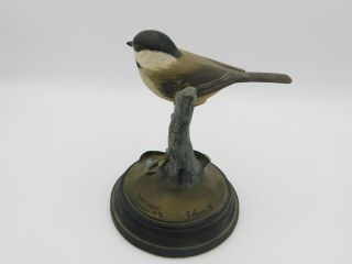 Vintage 1973 Hand Carved Black Capped Chickadee 76 Bird signed by G.  Hopkins 2