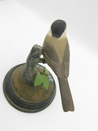 Vintage 1973 Hand Carved Black Capped Chickadee 76 Bird signed by G.  Hopkins 3