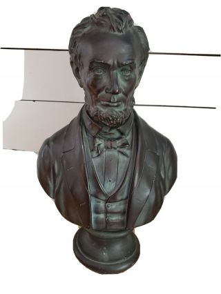 Vintage Abraham Lincoln Bust Bronze Color Plaster Statue 17 "