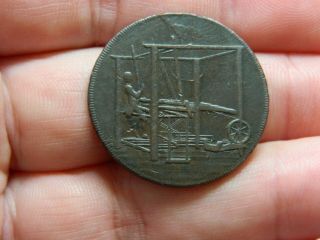 Un researched Vintage Halfpenny token / coin 1792 Lion Castle detecting detector 3