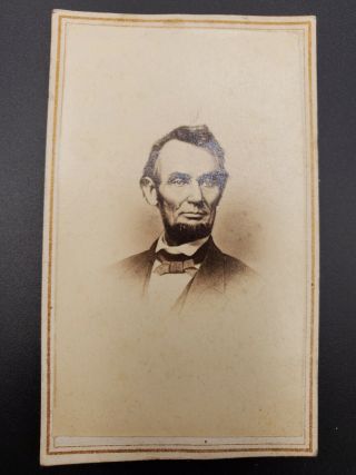 1860s Abraham Lincoln Engraving Civil War Cdv Photo,  S.  J.  & C.  W.  Hallett,  Ny
