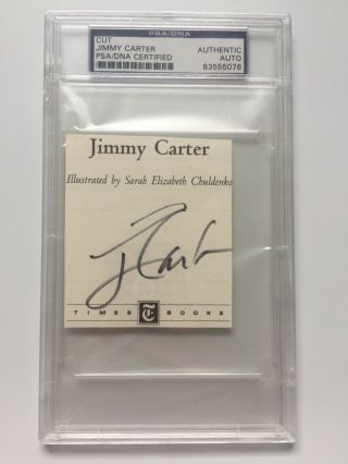 President Jimmy Carter Authentic Autograph Signed Book Cut Signature Psa Dna