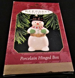 1997 Hallmark Keepsake Ornament Porcelain Hinged Box Snowman