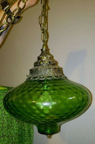 Vintage Set Of 2 Hanging Swag Lamps 1950s/60s Green