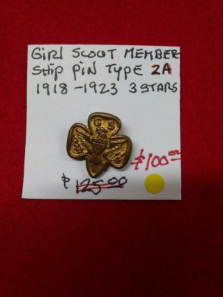 Girl Scout,  Membership Pin Type 2a,  1918 - 23,  3 Stars In The Shield,  Bent Wire Pi