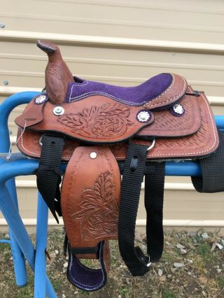 Tooled Leather Miniature Western Saddle For Toy,  Decor,  Dog,  American Girl Doll