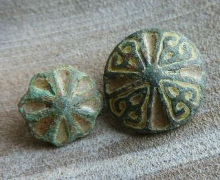 Unique Ancient Bronze Viking Button,  Rare Norse Artifact,  9th - 11th Century Ad